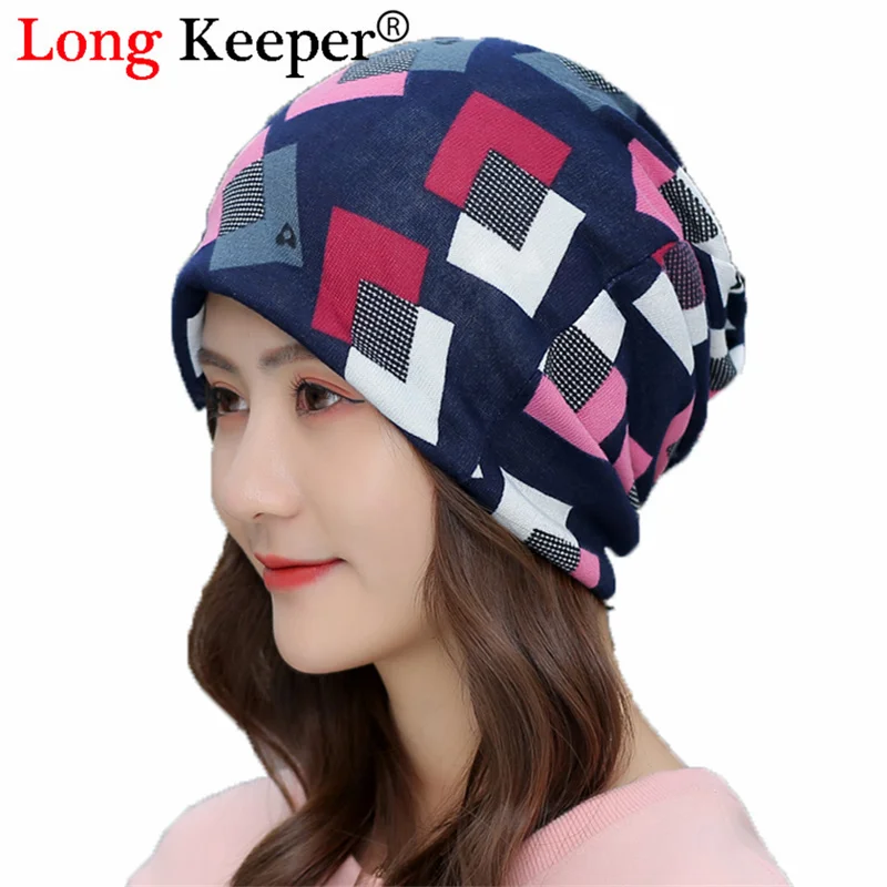 Зимние шапки для мужчин и женщин квадратная решетка печати Skullies Beanie Повседневная теплая шапка капот Femme взрослая шляпа из полиэстера тюрбаны