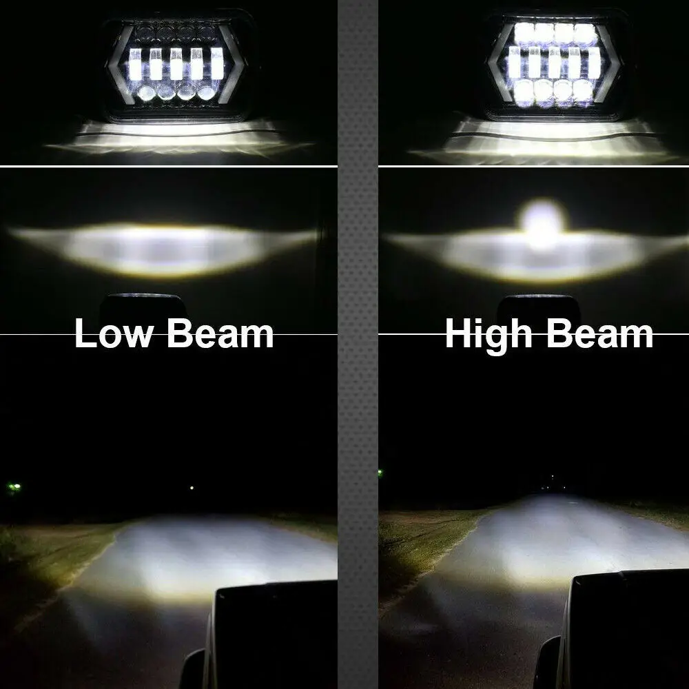 2 шт. 55 Вт Led 5x" 7X6" дюймов Retangular Feixe Farol Com высокая/низкая DRL квадратные фары для Jeep Cherokee XJ грузовик Wrangler 4X4