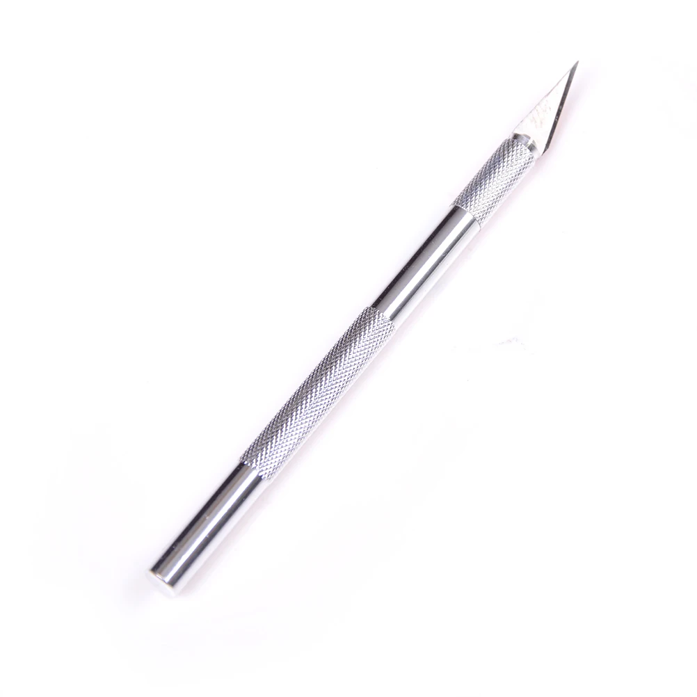Универсальный нож с металлической ручкой, лезвие для скальпеля, нож для резки древесины, бумаги, ручка для рукоделия, гравировки, принадлежности для резки, канцелярские принадлежности DIY - Цвет: Silver