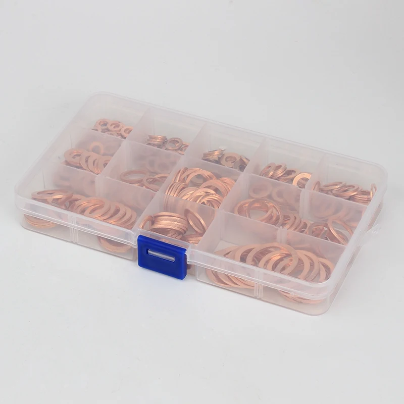 

300Pcs/Set Copper Washers Flat Ring Sump Plug Seal Assorted Set Professional Car Accessories Kit Copper Ring Gasket