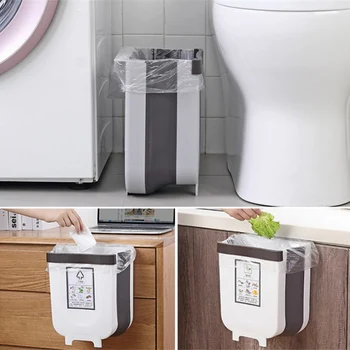 

Kitchen Storage Classification Hanging Trash Can Wall-mounted Folding Trash Can Bathroom Trash Can Portable Car Trash Can