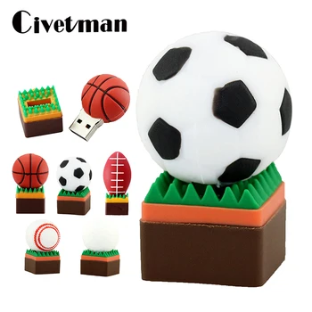 

USB Flash Drive 128GB Football Pendrive 128GB Basketball Rugby 4GB 8GB 16GB 32GB 64GB USB 2.0 Flash Memory Stick Disk Pen Drive