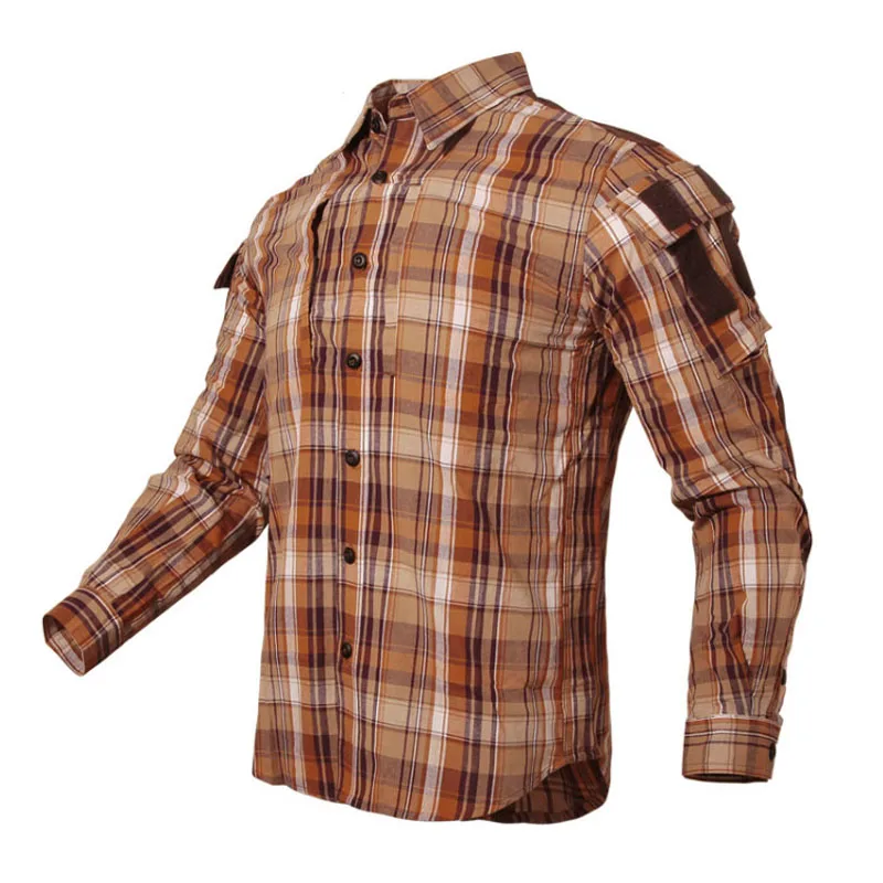 Men Long Sleeve Breathable Cotton Plaid Shirt Army Fan Plaid Tactical Shirt Women Outdoor Hiking Training Uniform cotton shirt,long sleeve shirt,men casual shirt
