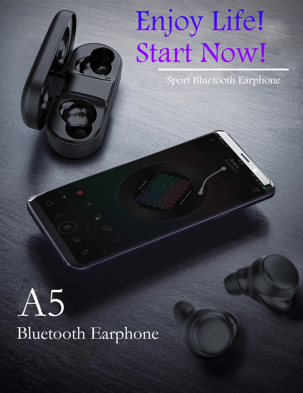 A5 TWS Bluetooth 5,0 наушники беспроводные мини наушники-вкладыши 6D Bass стерео IPX4 водонепроницаемые спортивные гарнитуры с зарядным ящиком