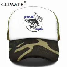 Климат Щука рыба охотник Дальнобойщик Кепка Щука рыболовная Кепка s Мужская камуфляжная шляпа для рыбалки бейсболка кошка летняя крутая сетчатая Кепка s для мужчин