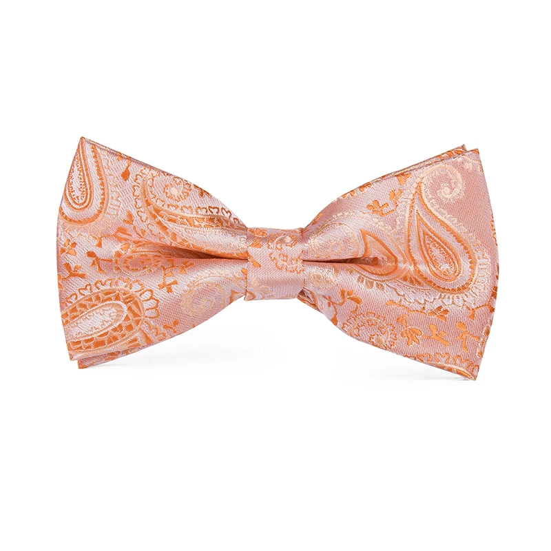 LH-739, Hi-Tie, дизайнерские мужские классические персиковые свадебные галстуки-бабочки для мужчин, карманные Квадратные запонки, набор, роскошный галстук-бабочка с узором пейсли