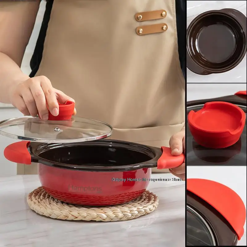 1Pc Enamel Pots Thicken Pot Braised Baked Seafood Casserole Multi-Functional Stew Thermal With Lid Cookwares | Дом и сад