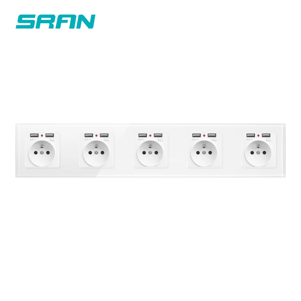 Французская стандартная настенная розетка с USB разъемом 2/3/4/5 панель из