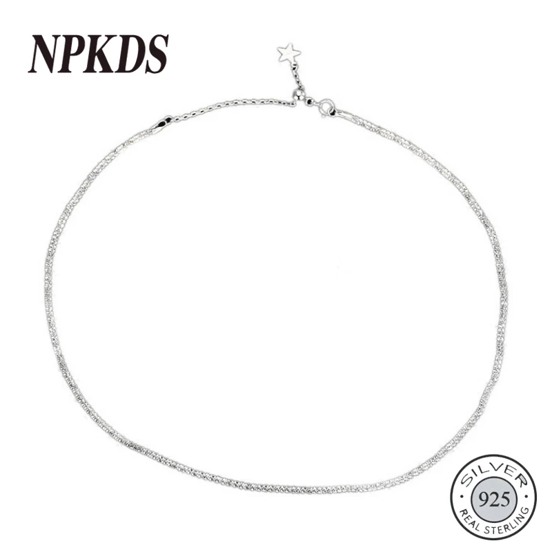 Sterling 925 Silver Star Round Bead Choker Necklace Elegant Simple Korea Style Necklace for Women Trendy Girls Festival Jewelry