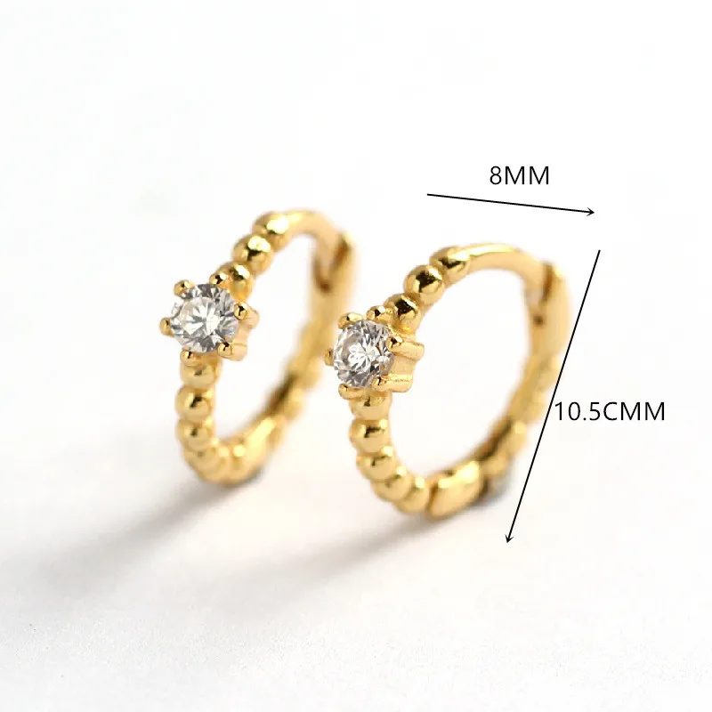 WANTME Real 925 Sterling Silver Geometric Minimalist Pave Round CZ Stud Earrings for Fashion Women Teen Gift Jewelry Accessories