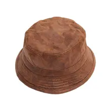 Осенняя Кепка унисекс из искусственной кожи с манжетами и широкими полями