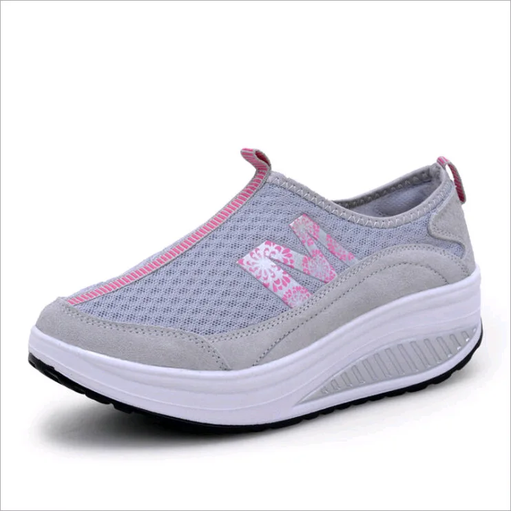 

Large Size WOMEN'S Shoes Breathable Rocking Shoes Casual Platform Shoes Mesh Extra High Thick Bottomed Shoes Punched Sheet Cloth