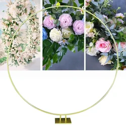 Arche de mariage ronde en métal doré de 2m, cadre décoratif d'arrière plan pour centre commercial, présentoir de fleurs + plaque en fer 
