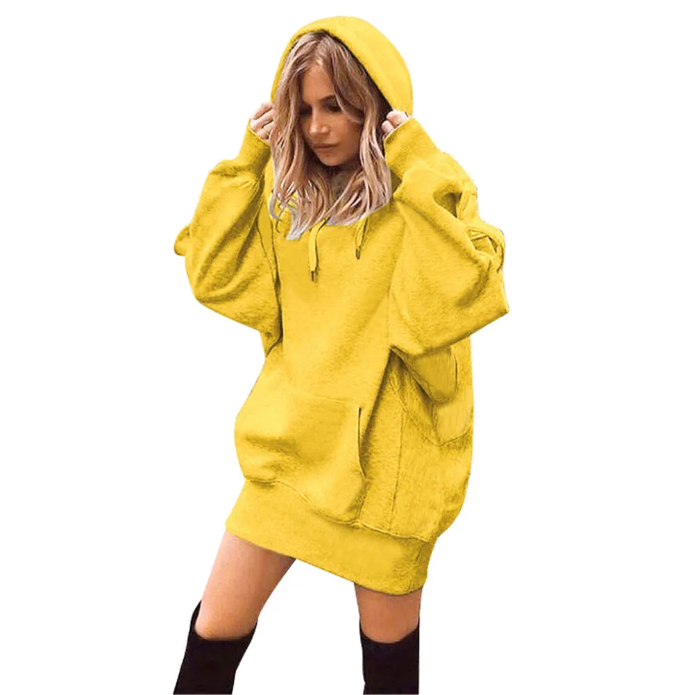 Sweatshirt Women Long Hoodie Fashion Solid Color Clothes Hoodies Pullover Coat Hoody Sweatshirt moleton feminino Tracksuit Women - Цвет: White
