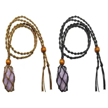 

Natural Kunzite Pendant Healing Stone Necklace Lucky Love Purple Irregular Natural Rough Stone Crystal Necklace DIY Gift
