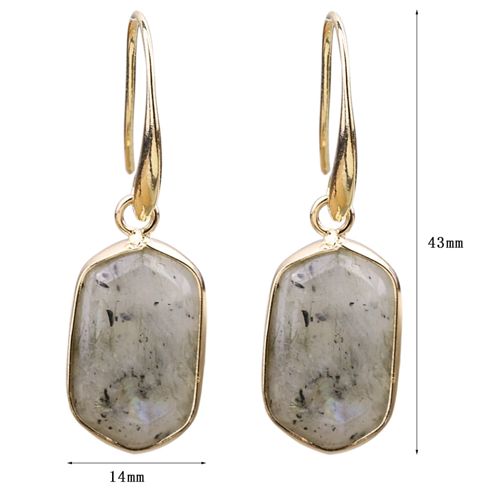 Spectrolite Flash Stone Copper Pendant Dangle Chandelier Earrings