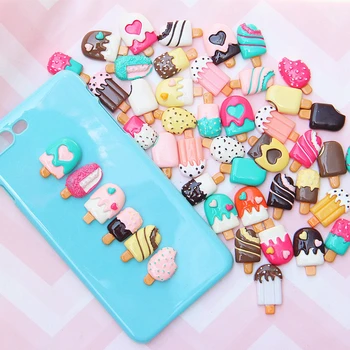 

10Pcs/Set DIY Colours Ice Cream Charms Supplies Slime Toys Phone Case Decoration Handmade Craft Ornament Accessories Girls Toys