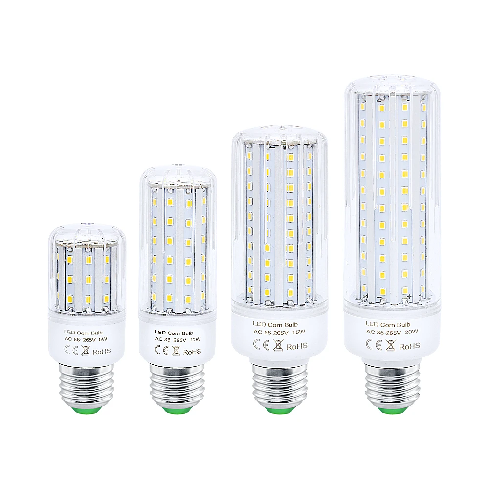 Супер яркий SMD 2835 E27 светодиодный кукурузный светильник 5 Вт 10 15 20 220 В переменного