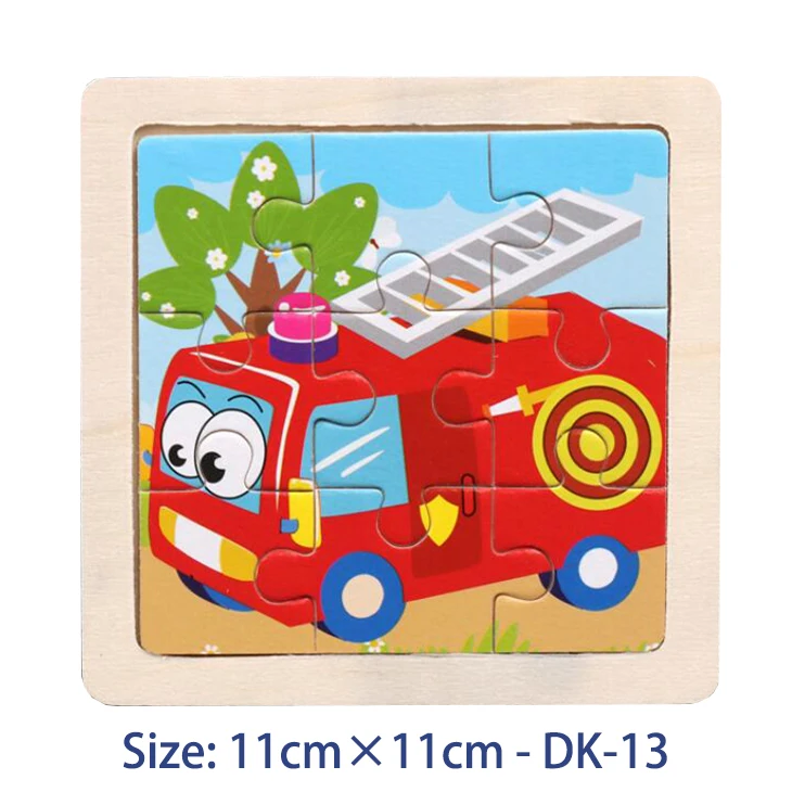 Sale 9 Pieces of Wooden Puzzle Cognition Animals and Vehicles Jigsaw Kindergarten Children Educational Toys Baby Wood Toy Gifts 45