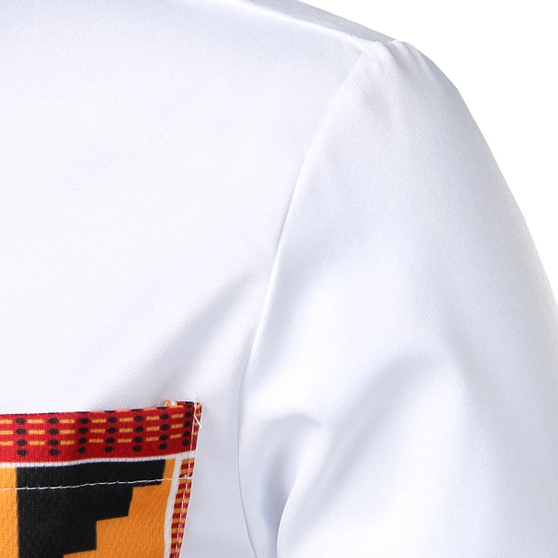 Дашики африканская Мужская рубашка пэчворк карман африканская печать рубашка мужская Анкара Стиль длинный рукав дизайн воротник мужские рубашки