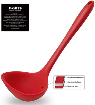 

WALFOS Non Stick Resistant Heat FDA Spoon Silicone Cooking Ladle Kitchen Soup Ladle