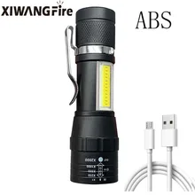T6 led bolso lanterna forte luz zoom 3 modos usb recarregável liga de alumínio portátil lanterna à prova dwaterproof água com gancho clipe
