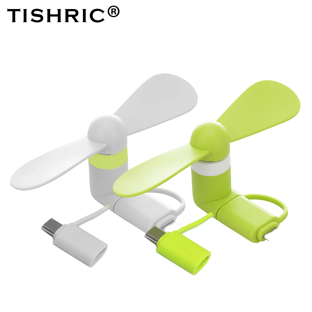 

TISHRIC 3 IN 1 Travel Portable Mini Fan Cooling Cooler For Phone Android Micro Usb Type-c For IPad iPhone X 8 7 plus 6S 6 Plus