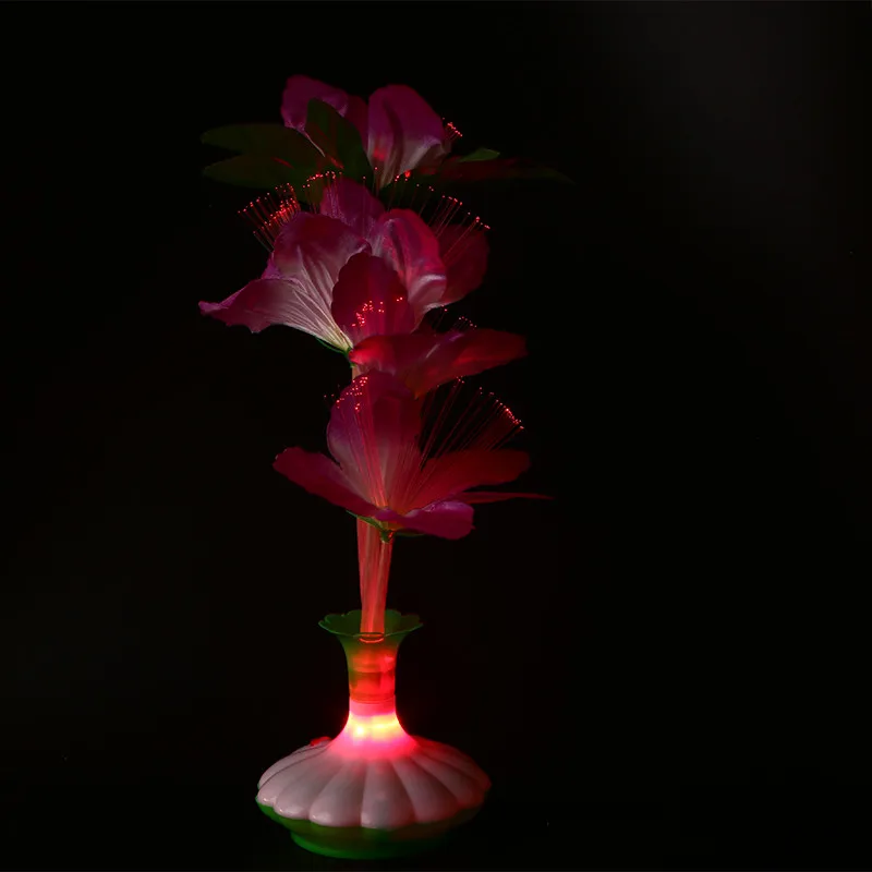 Прямая поставка, 1 украшение для ПК, сценическая Цветочная ваза из оптического волокна, светодиодный светильник на День святого Валентина, Ночной светильник, домашний декор