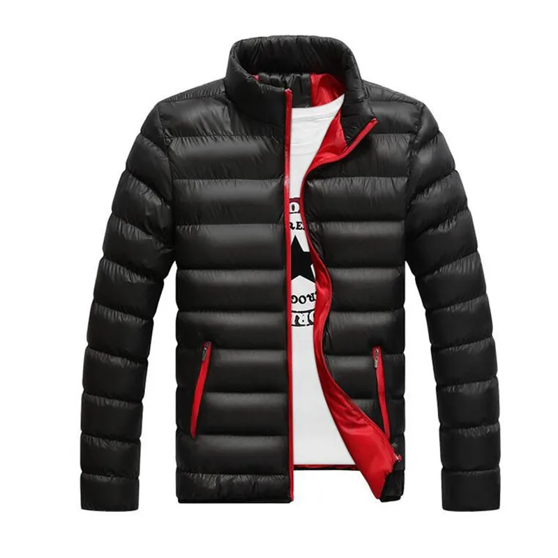 Зимняя мужская куртка, модная мужская парка с воротником-стойкой, мужские однотонные толстые куртки и пальто, мужские зимние парки, M-4XL - Цвет: black