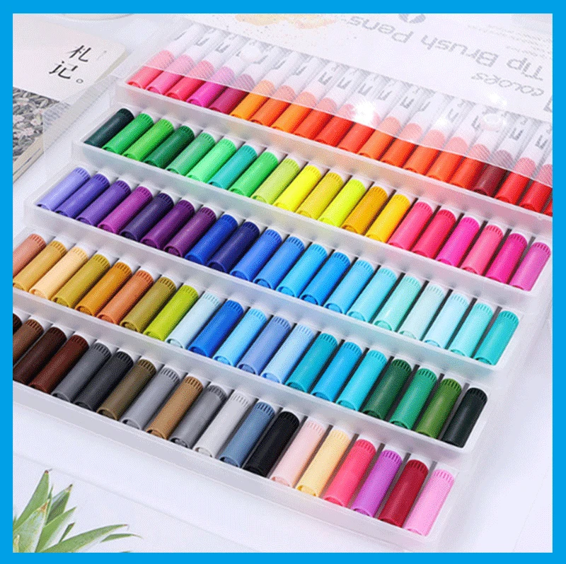 12PCS/Set Marker Pen Set Watercolor Pen Brush Markers Dual Tip Fineliner  Drawing for bullet Journal Art Markers Colors Pens