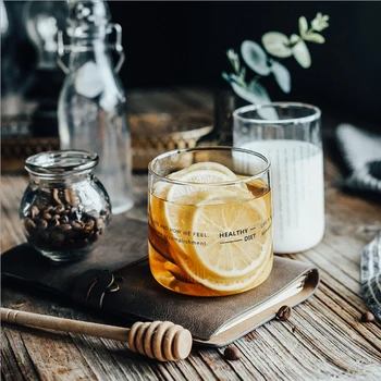 

Creative Glass Mug Letter Printing Breakfast Milk Coffee Cup Crystal Transparent Heat-resistant Cup Home Drinkware Gift
