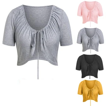 

Autumn Women Cardigan Open Stitch Lady Overcoat Female Solid V Neck Short Coat Casual Short Sleeve Slim Jacket Outerwear Tops