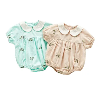 

Summer Baby Clothing Cute Infant Girls Embroidery Floral Romper Peter Pan Collar Jumpsuit Outfits Newborn Casual Playsuit 6M 1Y