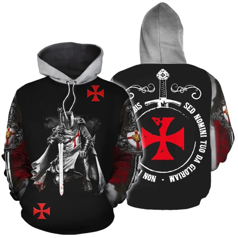 Модные черные толстовки Templar Order для мужчин и женщин повседневные с капюшоном