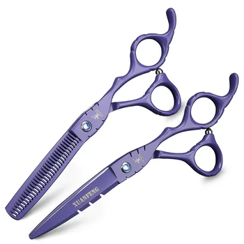 

Professional Hairdressing Scissors 6 Inch Purple JP Steel 440c Hair Scissors 5.5 Cutting Thinning Shear Set Barber Shop
