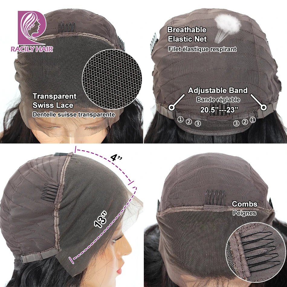 Brazilian Kinky Straight Lace Front Wig For Black Women 13x4 Trasparent Lace Wigs Remy Lace Front Human Hair Wigs Racily Hair