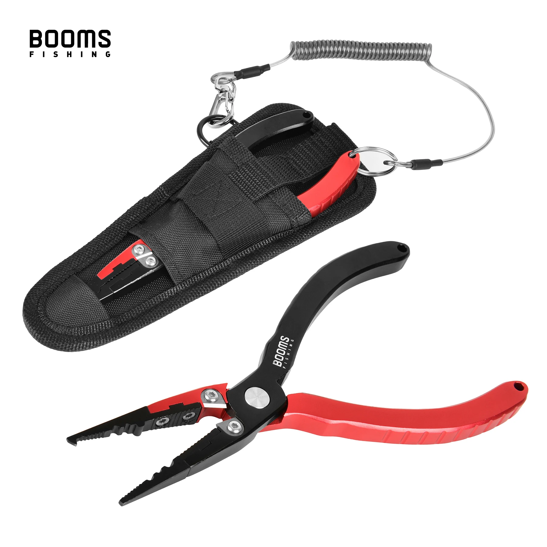 Booms Fishing X03 Fishing Pliers Aluminum Fish Hook Remover Braid Line  Cutter Cutting Split Ring Tackle Tool with Lanyard Sheath