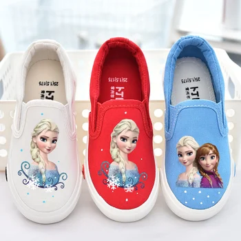 

Fashion canvas loafer girls cartoon anna elsa sneaker children flats kids shoe child school sport casual shoes baby toddler