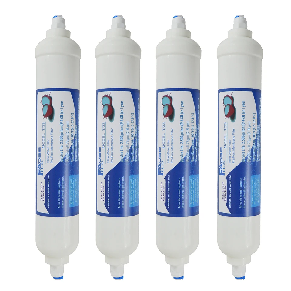 Refrigerator Inline Carbon Water Filter 2500 Gal With 1/4" Quick