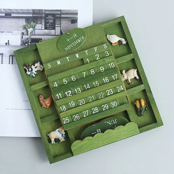 

Simple Rustic Bilingual Calendar Wooden Manual Perpetual Calendar Home Living Room Mediterranean Style Hanging Calendar Crafts