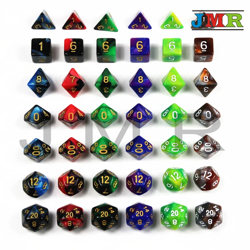 Набор из 7 штук Daodas De RpgDice с эффектом туманности DnD D4 d6 d8 d10 d12 d20 многогранные кости