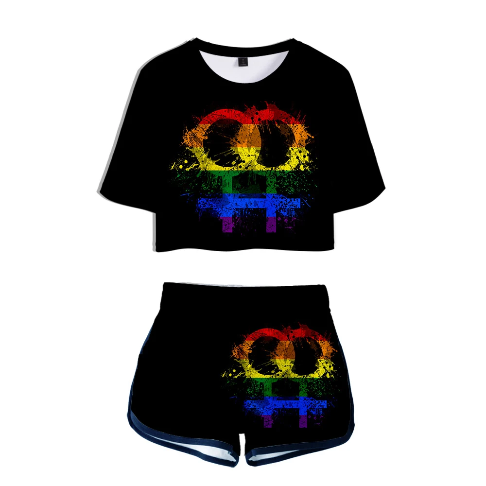 LGBT Flag/комплекты для геев с 3D радужным принтом летний укороченный топ девочек