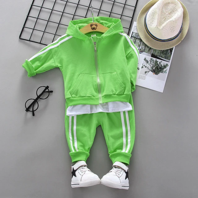 Spring Autumn Children Cotton Clothing Suit Baby Boys Girls Clothes Kids Sport Hoodies Pants 2Pcs/Sets Fahion Toddler Tracksuits XH latiaomao F Green