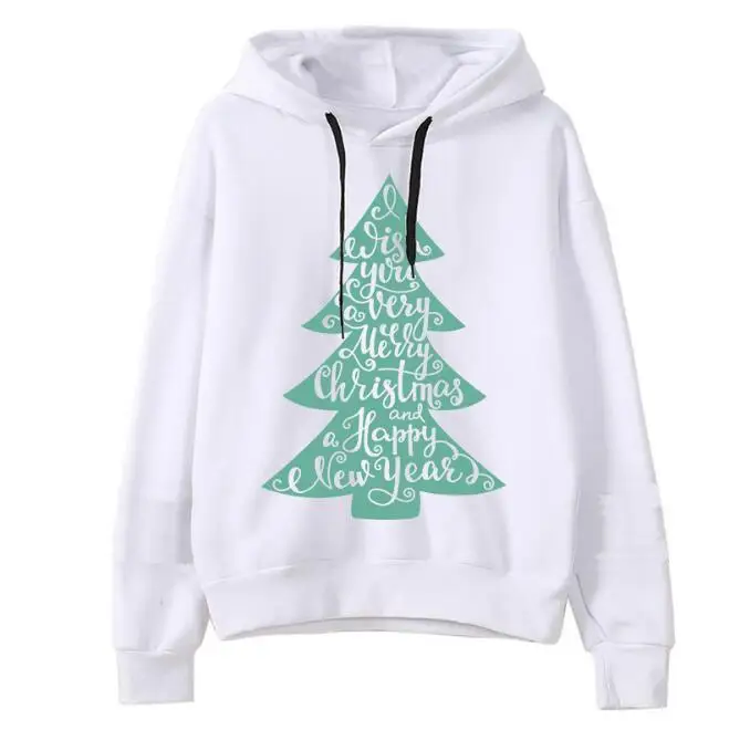 Women  hoodie Merry Christmas printing white hoodie Long Sleeve casual swetshirt  oversized women sweatshirt women loose tops