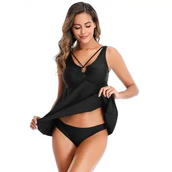 

MEIYIER 2020 two piece modest swimsuit tankini women plus size dress swimwear ladies conservative bathing suit M-XXL/3XL/4XL