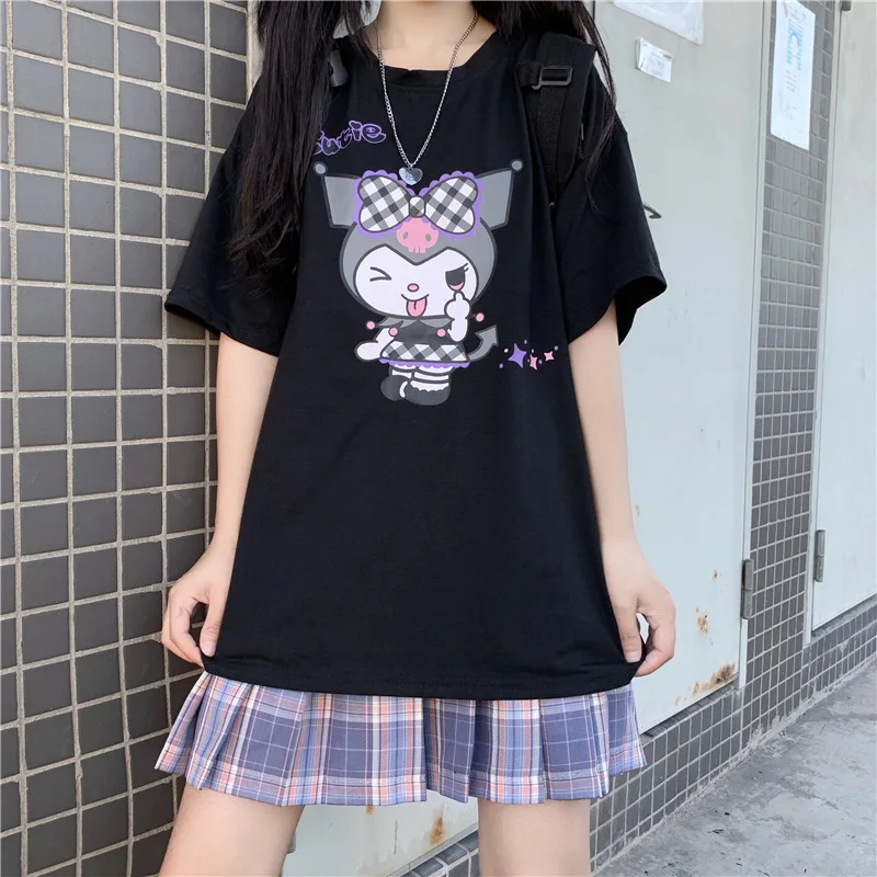 Новая футболка Kuromi в стиле Харадзюку с забавным принтом и короткими рукавами