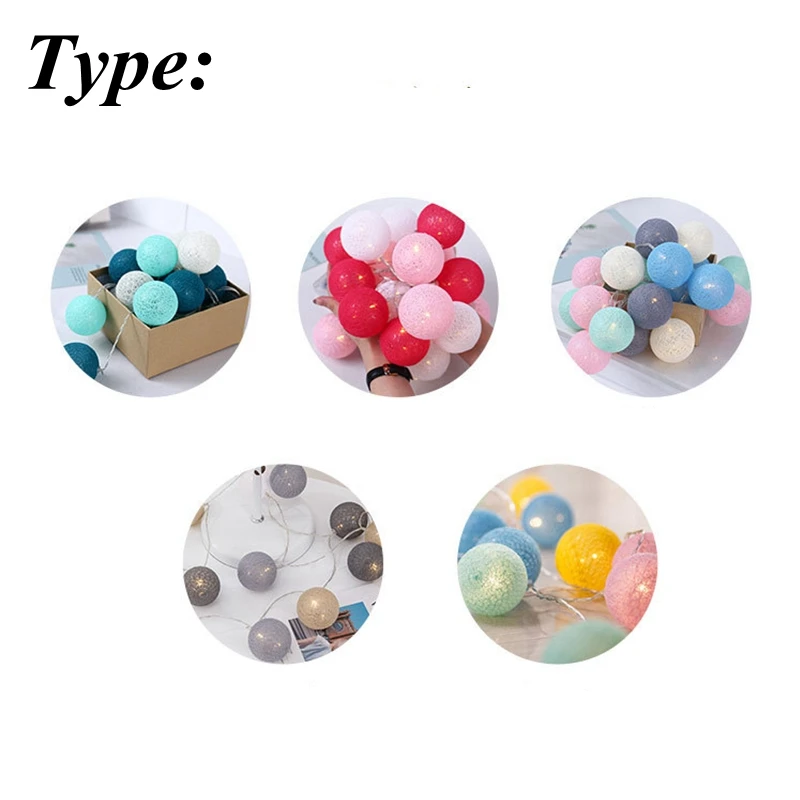 Cotton Ball Lights Battery Light String LED Christmas Lights 6