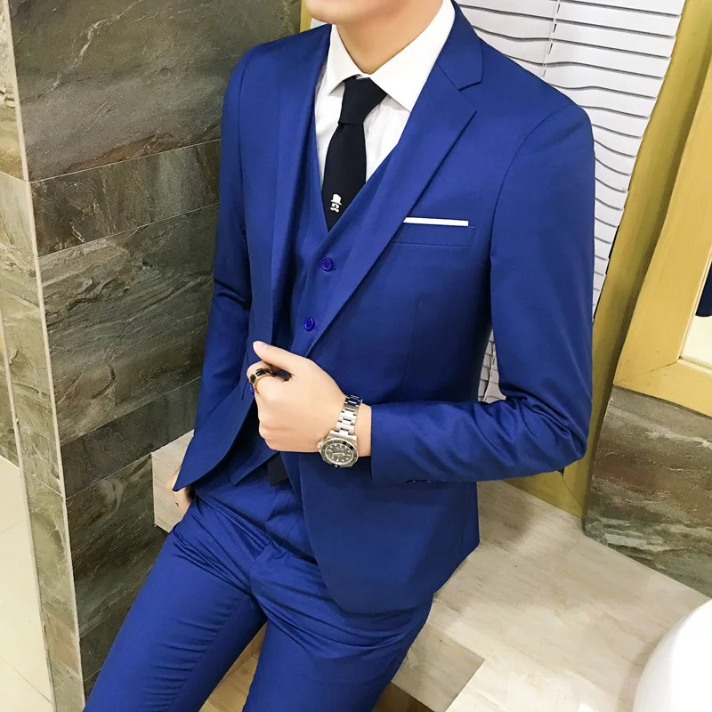 Suit 2019 New Style Spring And Autumn Coat Popular Brand Small Suit Leisure Suits for Men Suit Pants Waistcoat Three-piece Set
