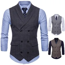 Hot Selling Eaby Hot Selling New Style British-Style Business Waistcoat Fashion Slim Fit Casual Plaid Vest 9607