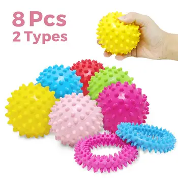 

Spiky Toys Sensory Ball Spiky Rings Soft Squeezy Tactile Stress Balls for Kids with ADHD Autism Hedgehog Massage Ball for Adults